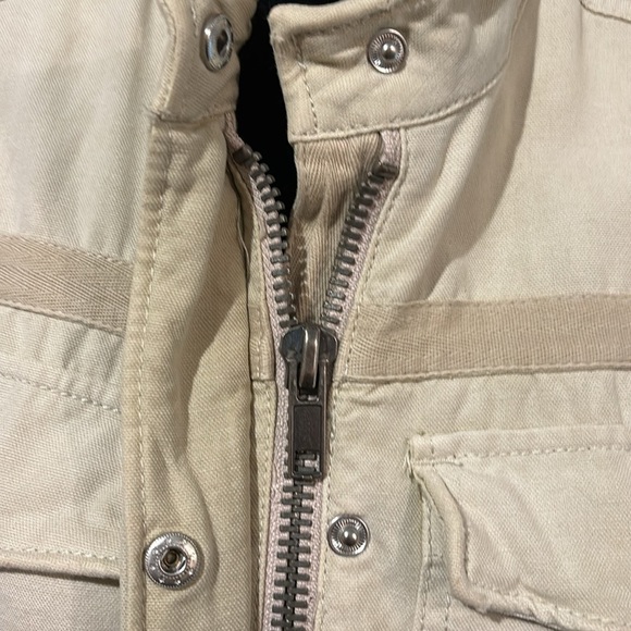 Free People Tan Military Style Distressed Jacket Size M - Picture 4 of 14